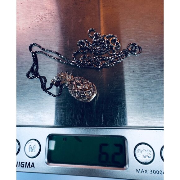 Vintage 925 Sterling Silver Pineapple Pendant Necklace Estate Jewelry 6.2g - Picture 11 of 11